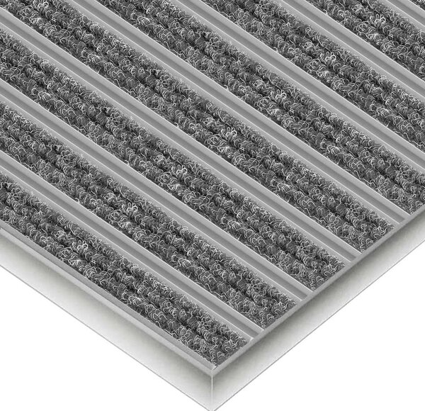 Wycieraczka aluminiowa 40 x 60 cm wkład tekstylny - Clean Ryps 12 mm szary Ramka aluminiowa