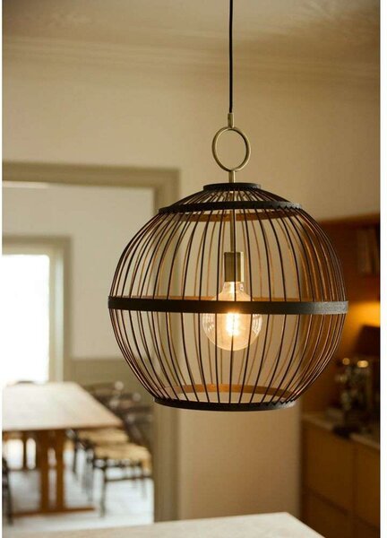 Lampa Wisząca Halo Design, czarny, jadalnia, drewno
