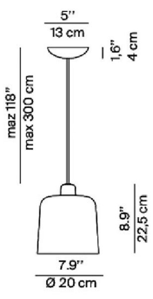 Lampa Wisząca Luceplan, Zile, ściemnialny, szary, salon, tworzywo sztuczne, design