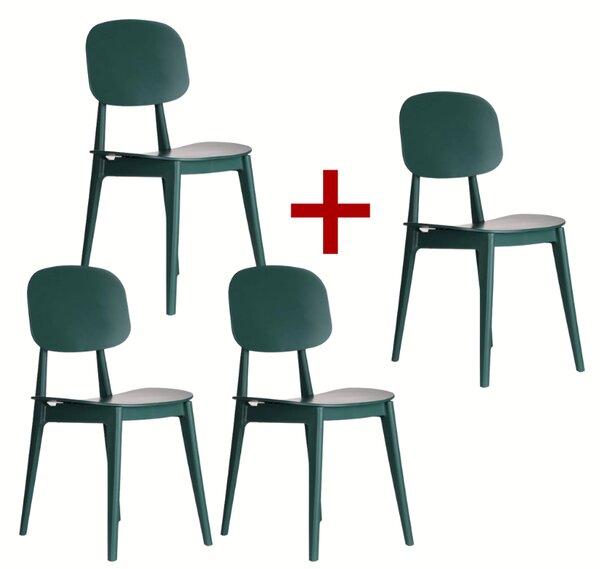 Krzesło do jadalni plastikowe SIMPLY 3+1 GRATIS, zielone