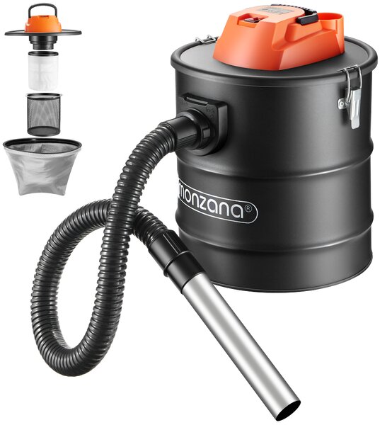 Odkurzacz do popiołu BENEDIKT, 1200 W, 18 kPa, czarny/pomarańczowy Monzana