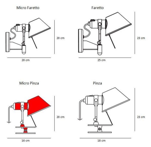 Lampa Ścienna Artemide, pomarańczowy, aluminium, design