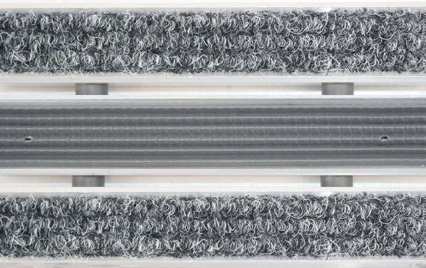 Clean Ryps - Rubber 50 x 80 cm - wycieraczka aluminiowa z profilem najazdowym 12 mm szary