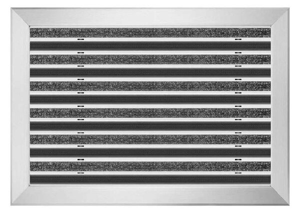 Clean Ryps - Rubber 50 x 80 cm - wycieraczka aluminiowa z profilem najazdowym 12 mm szary