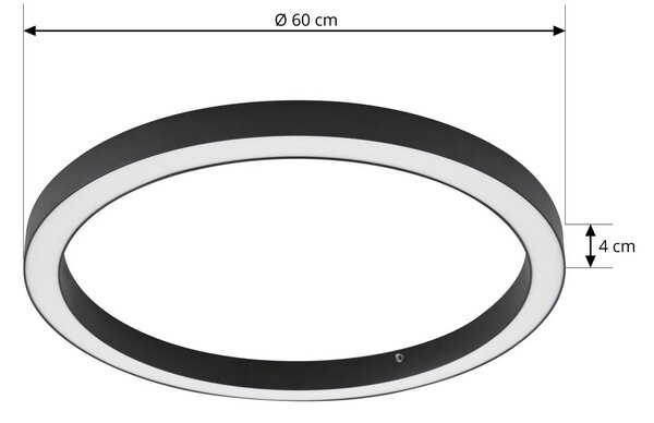 Lampa sufitowa LED Neor Lucande, możliwość ściemniania, czarny, przedpokój, metal, nowoczesny