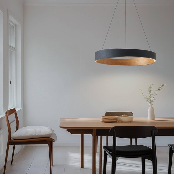Lampa wisząca Daelor Lucande, możliwość ściemniania, czarny, salon / jadalnia, metal, design