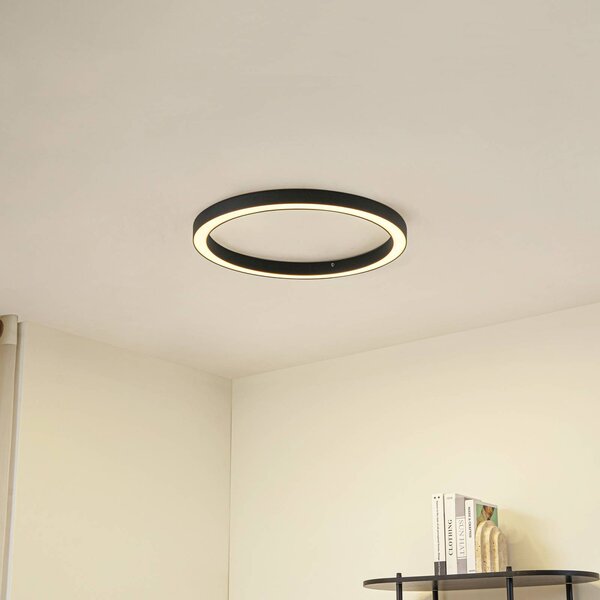 Lampa sufitowa LED Neor Lucande, możliwość ściemniania, czarny, przedpokój, metal, nowoczesny
