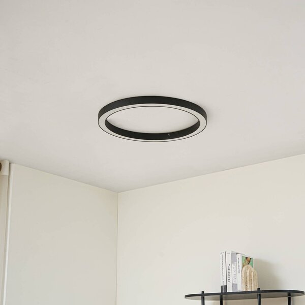 Lampa sufitowa LED Neor Lucande, możliwość ściemniania, czarny, przedpokój, metal, nowoczesny
