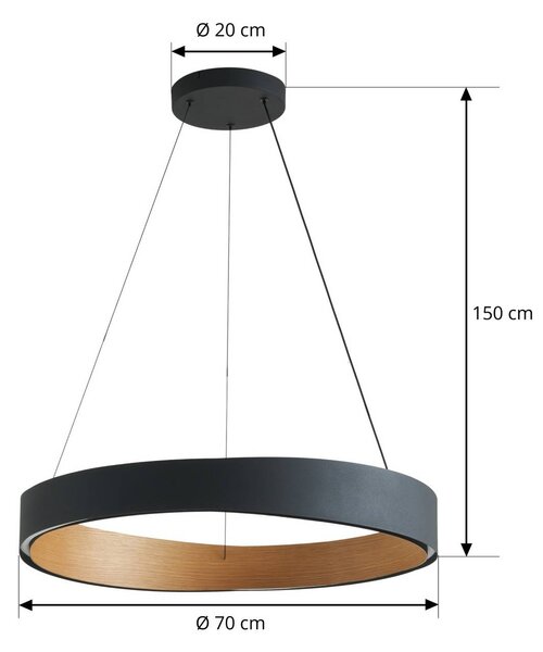 Lampa wisząca Daelor Lucande, możliwość ściemniania, czarny, salon / jadalnia, metal, design