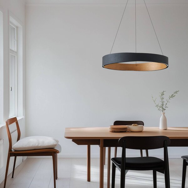 Lampa wisząca Daelor Lucande, możliwość ściemniania, czarny, salon / jadalnia, metal, design