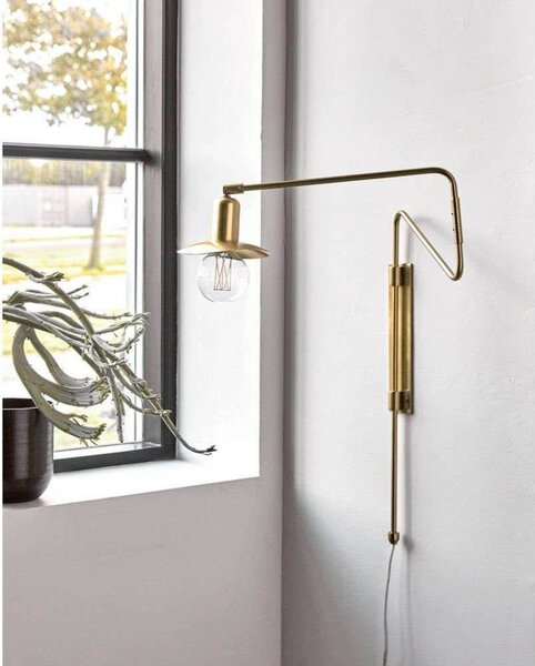 Lampa Ścienna House Doctor, złoty | mosiężny, salon, metal