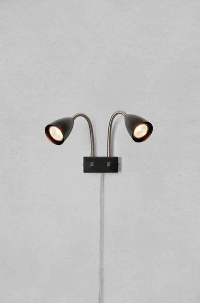 Lampa Ścienna Markslöjd, czarny, sypialnia, metal
