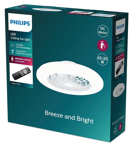 Lampa Sufitowa Philips, Amigo, ściemnialny, biały, salon, tworzywo sztuczne, nowoczesny