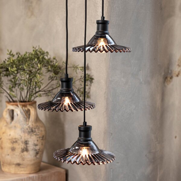 Lampa Wisząca Markslöjd, Novia, ściemnialny, szary, salon, szkło