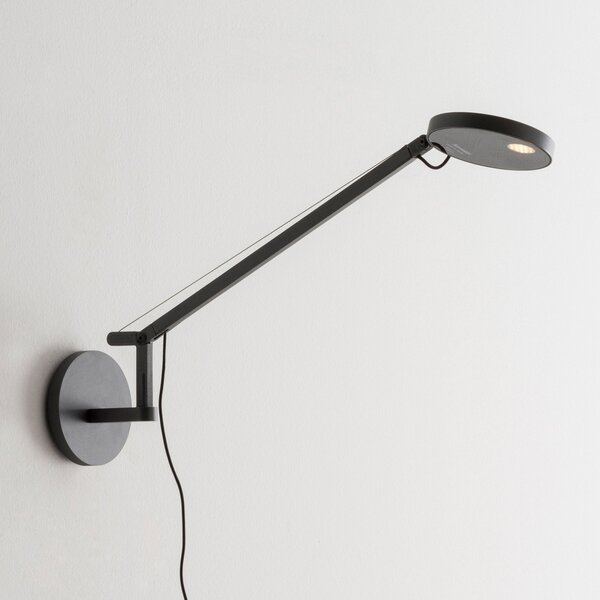 Lampa Ścienna Artemide, Demetra Micro, ściemnialny, czarny, gabinet | pracownia, metal, design