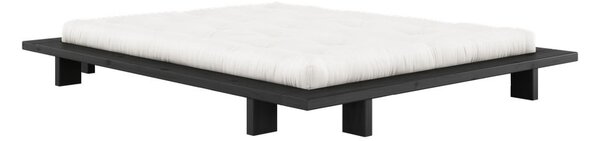 Czarne podwójne łóżko z drewna sosnowego z siatką 160x200 cm Japan - Karup Design