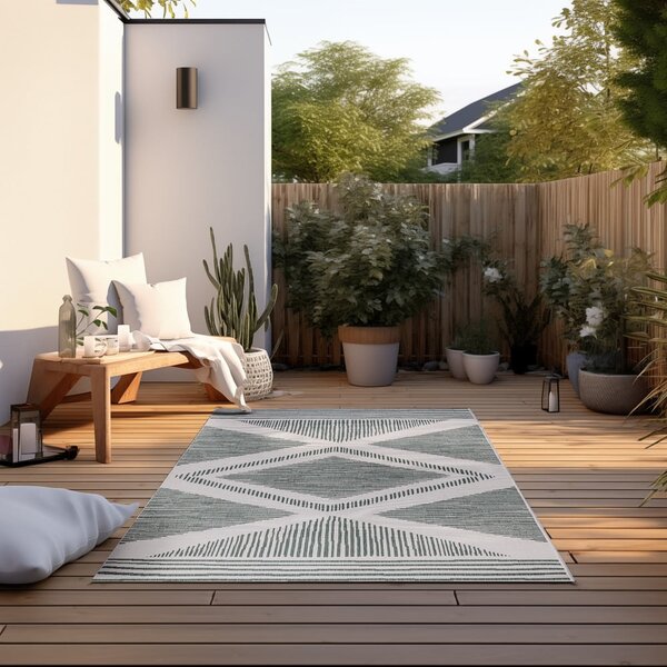 Zielono-kremowy dywan odpowiedni na zewnątrz 120x170 cm Gemini – Elle Decoration