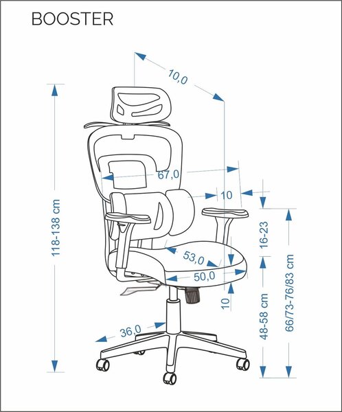 Fotel biurowy ergonomiczny Booster Halmar z regulowanym zagłówkiem