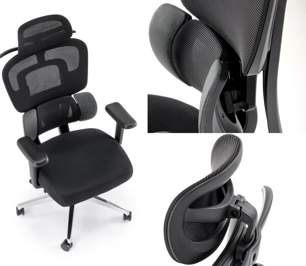 Fotel biurowy ergonomiczny Booster Halmar z regulowanym zagłówkiem