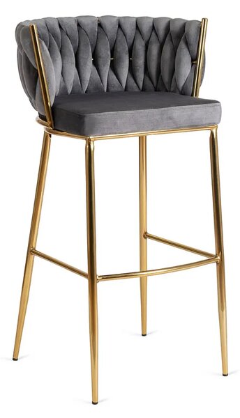 Szary welurowy hoker w stylu glamour H8-P81