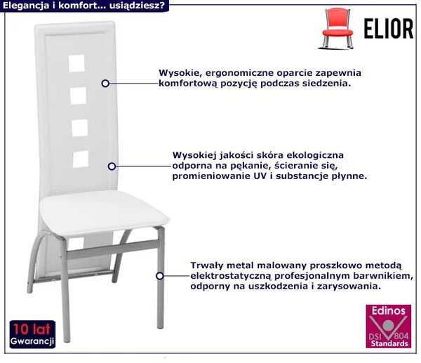 Komplet 4 białych krzeseł do stołu M8-L20