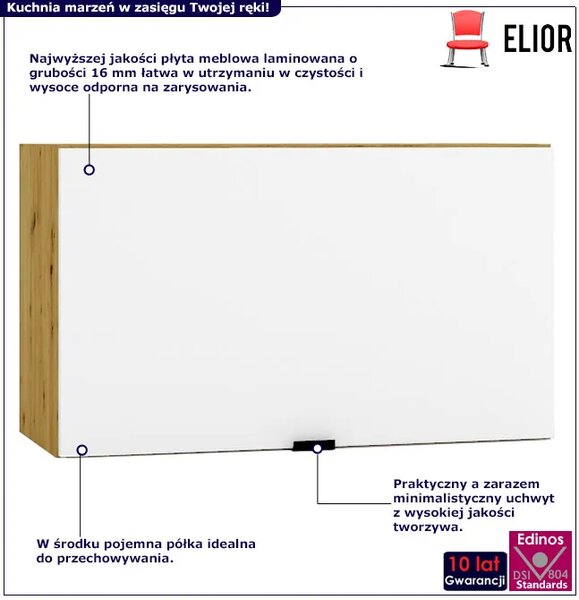 Wisząca szafka okapowa 60 cm biały + dąb artisan T0-M07