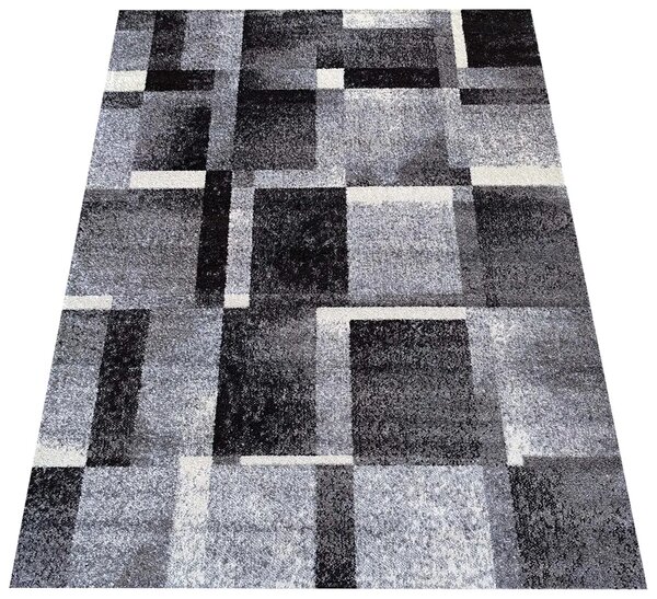 Nowoczesny szary dywan w geometryczne wzory M2-K56