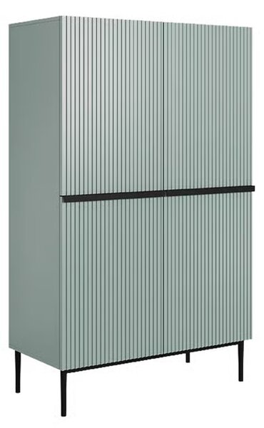 Kredens Nicole z metalowymi uchwytami i nogami 100 cm - szałwia / czarne nóżki - Limitowana oferta