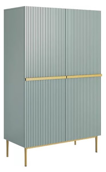 Kredens Nicole z metalowymi uchwytami i nogami 100 cm - szałwia / złote nóżki - Limitowana oferta