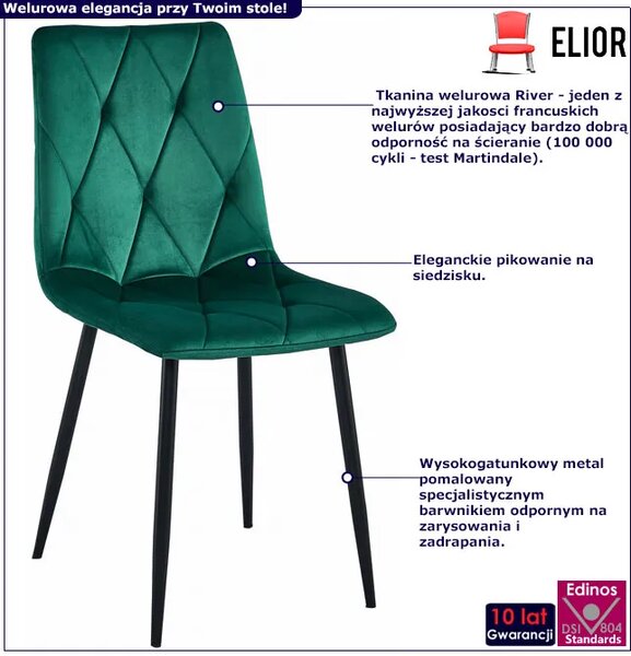 Zielone krzesło tapicerowane nowoczesne H0-E36