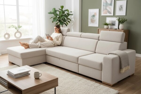 Narożnik OH Phoenix ZF1 Standard — elegancki model z funkcją spania i regulowanymi zagłówkami