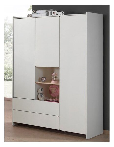 Biała szafa dziecięca Vipack Kiddy, 137,8 x 190 cm