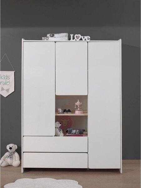 Biała szafa dziecięca Vipack Kiddy, 137,8 x 190 cm