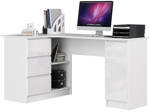 Białe biurko do pracy połysk - Osmen 5X