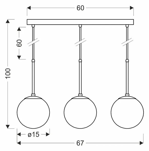 Potrójna czarna lampa wisząca - D269 S3-P09