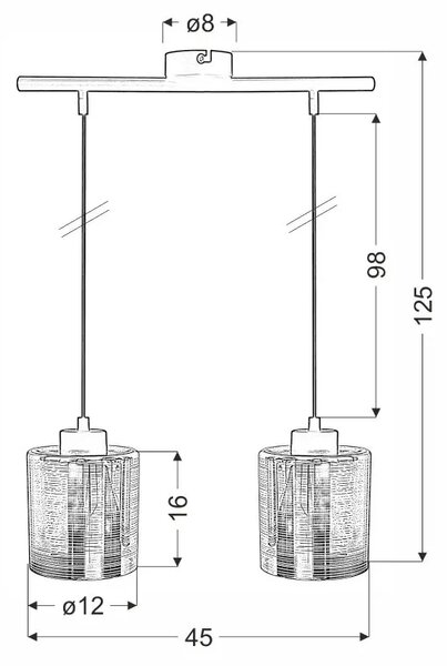 Podwójna lampa wisząca ze złotymi kloszami - 3X D265 L4-S96