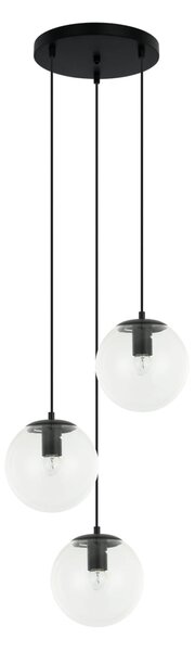 SARPO lampa wisząca czarna kule przeźroczyste 20cm 3xE27 PND-58867-3S-BK
