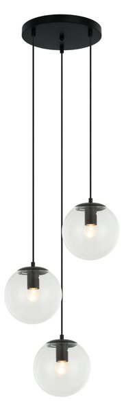 SARPO lampa wisząca czarna kule przeźroczyste 20cm 3xE27 PND-58867-3S-BK