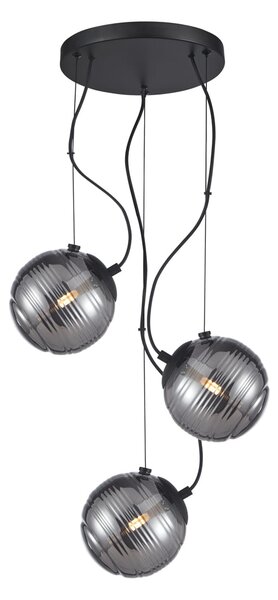 PERONA lampa wisząca czarna klosze kule dymione 3xE27 PND-92389-3A-BK