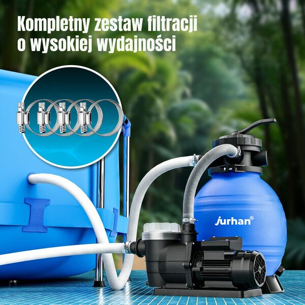 Filtr piaskowy do basenu AQUA, 10 200 l/h, niebieska Jurhan