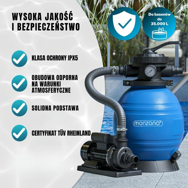 Filtr piaskowy do basenu AQUA z kulami filtrującymi, 10 200 l/h, niebieska Monzana