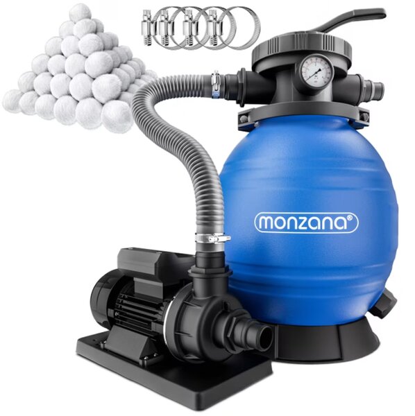 Filtr piaskowy do basenu AQUA z kulami filtrującymi, 10 200 l/h, niebieska Monzana