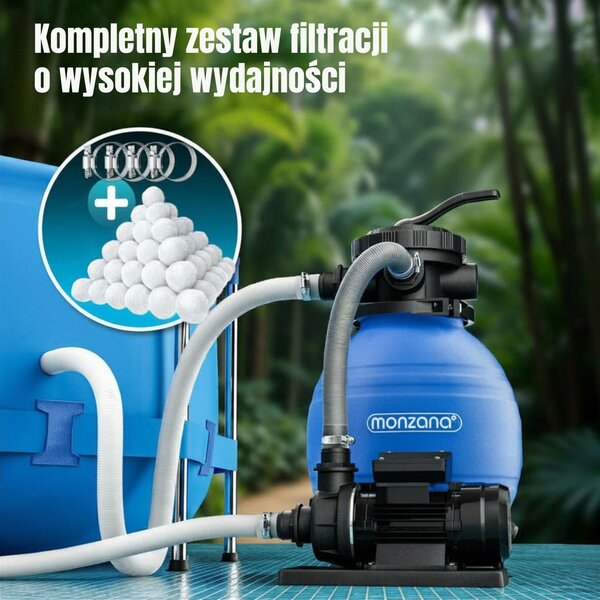 Filtr piaskowy do basenu AQUA z kulami filtrującymi, 10 200 l/h, niebieska Monzana