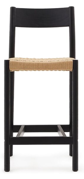 Czarny hoker z litego drewna dębowego (wysokość siedziska 65 cm) Yalia – Kave Home