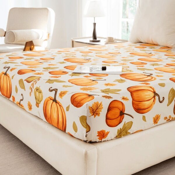 Prześcieradło z mikrofibry AUTUMN PUMPKINS kolorowe 90x200 cm