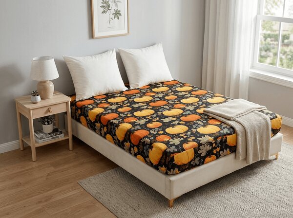 Prześcieradło z mikrofibry ORANGE PUMPKINS kolorowe 90x200 cm