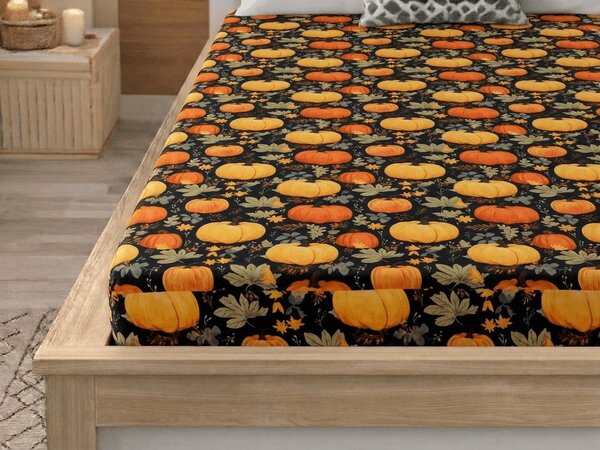 Prześcieradło z mikrofibry ORANGE PUMPKINS kolorowe 90x200 cm