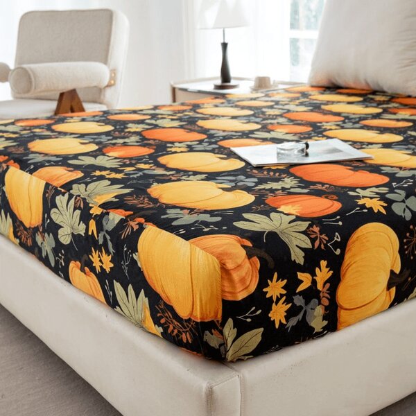 Prześcieradło z mikrofibry ORANGE PUMPKINS kolorowe 90x200 cm