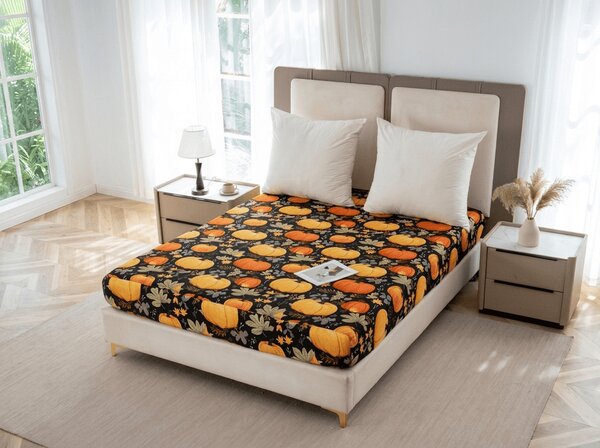 Prześcieradło z mikrofibry ORANGE PUMPKINS kolorowe 90x200 cm