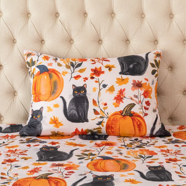 Poszewka na poduszkę z mikrofibry CATS AND PUMPKINS 50x70 cm, kolorowy